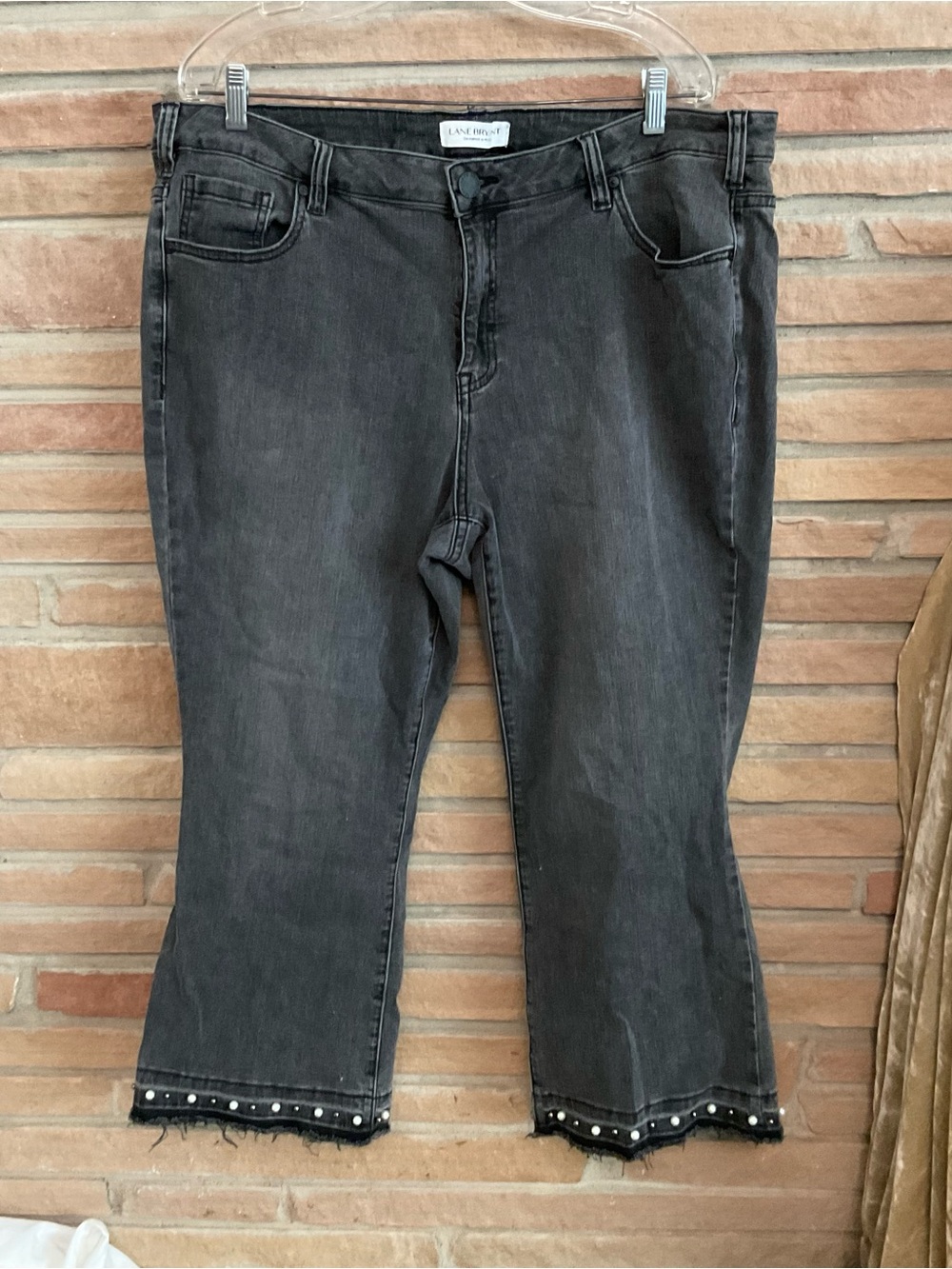 Lane Bryant Mid Rise Super Stretch Kick Boot Jeans Black Pearl Embellished 22